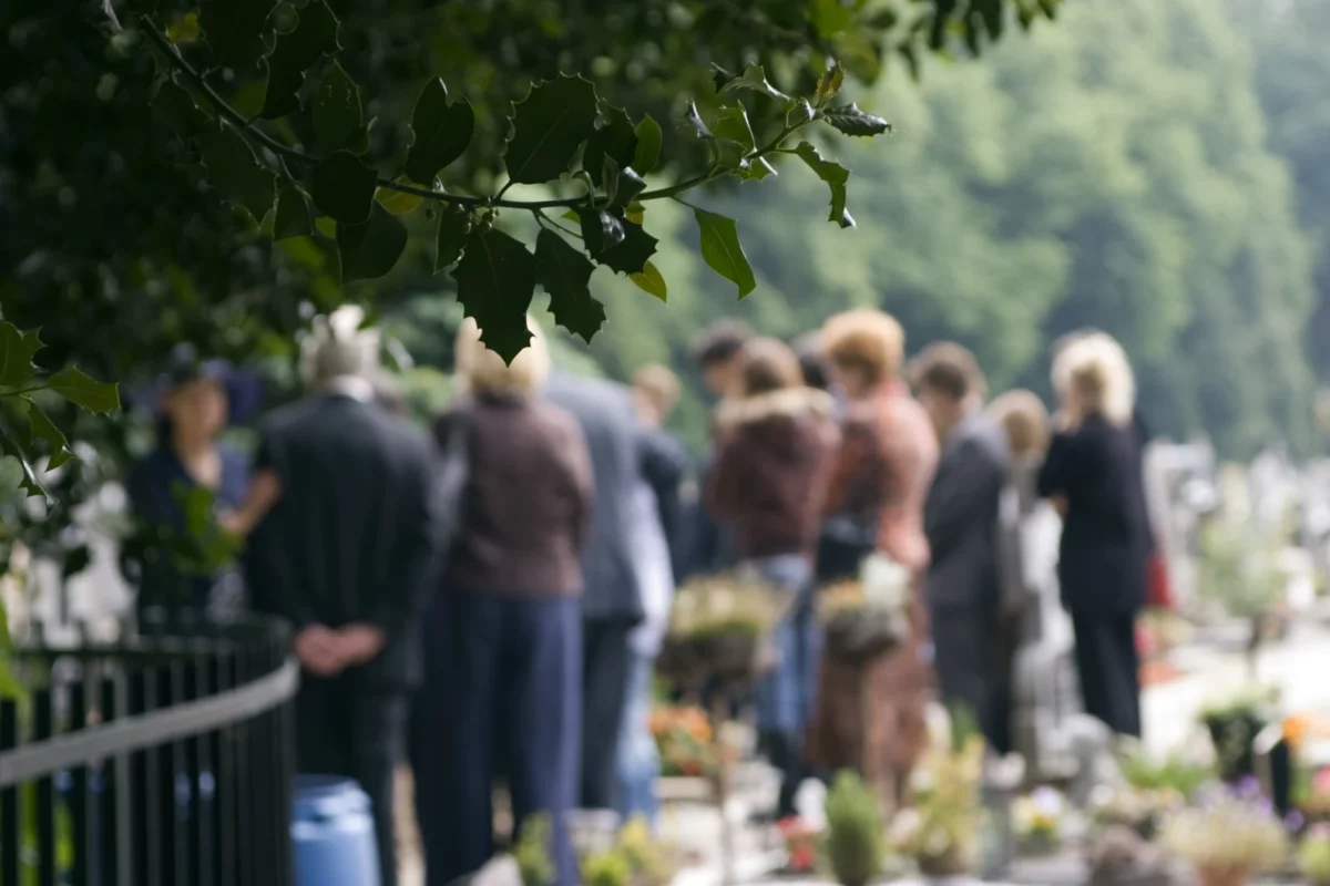 żałobnicy na cmentarzu